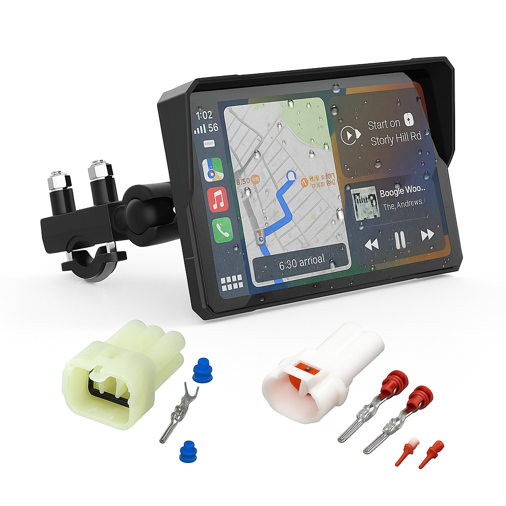 Écran MotoSync 7 pouces CarPlay & Android Auto – Kit universel pour toutes motos et scooters